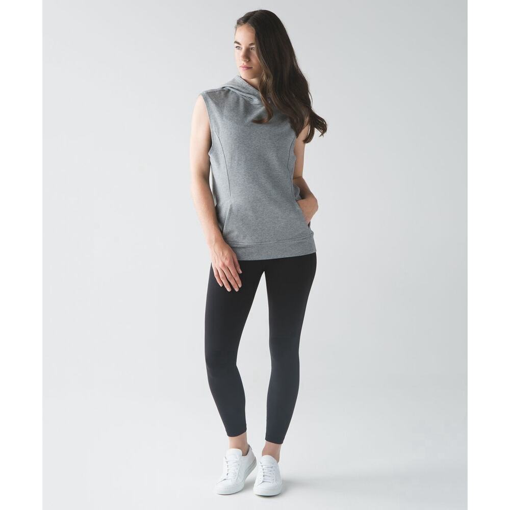 Lululemon Blissed Out Sleeveless Hoodie 8 Heathered‎ Gray Athleisure Pullover